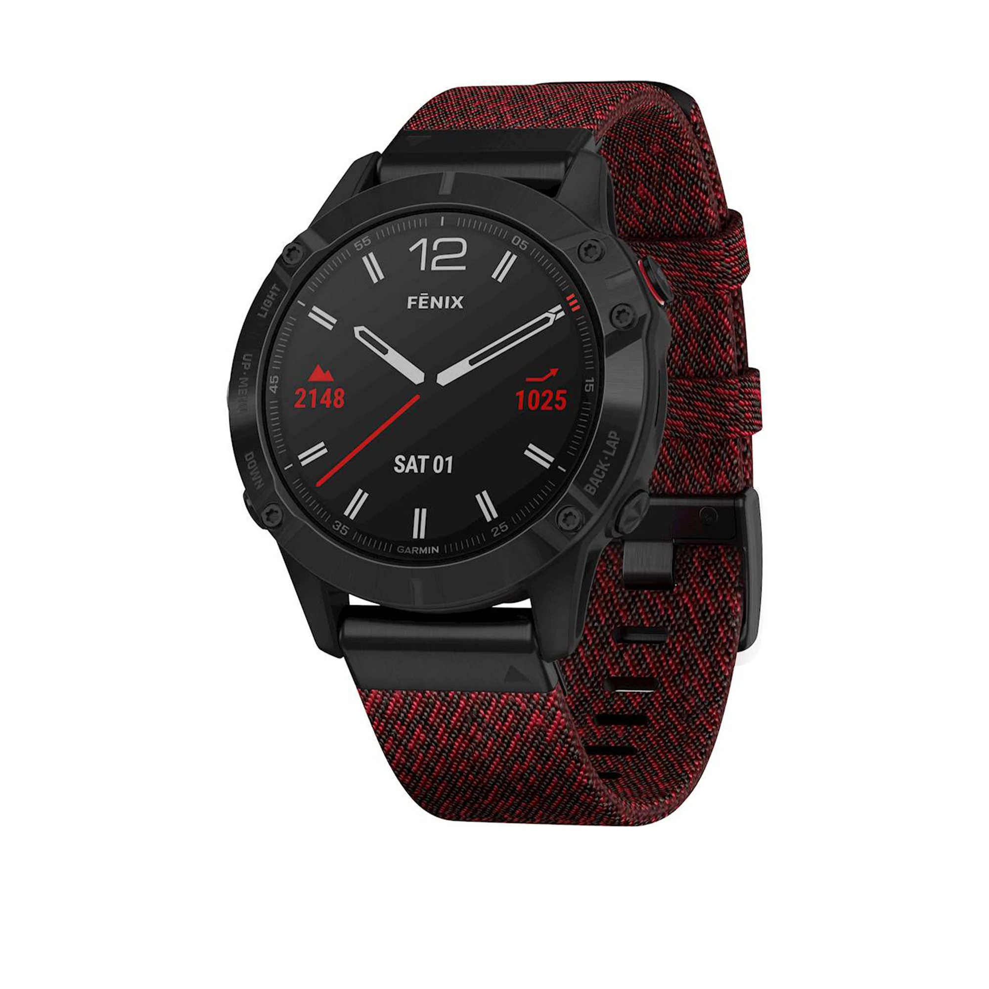Смарт-часы Garmin Fenix 6 Sapphire Black DLC with Heathered Red Nylon Band (010-02158-16)