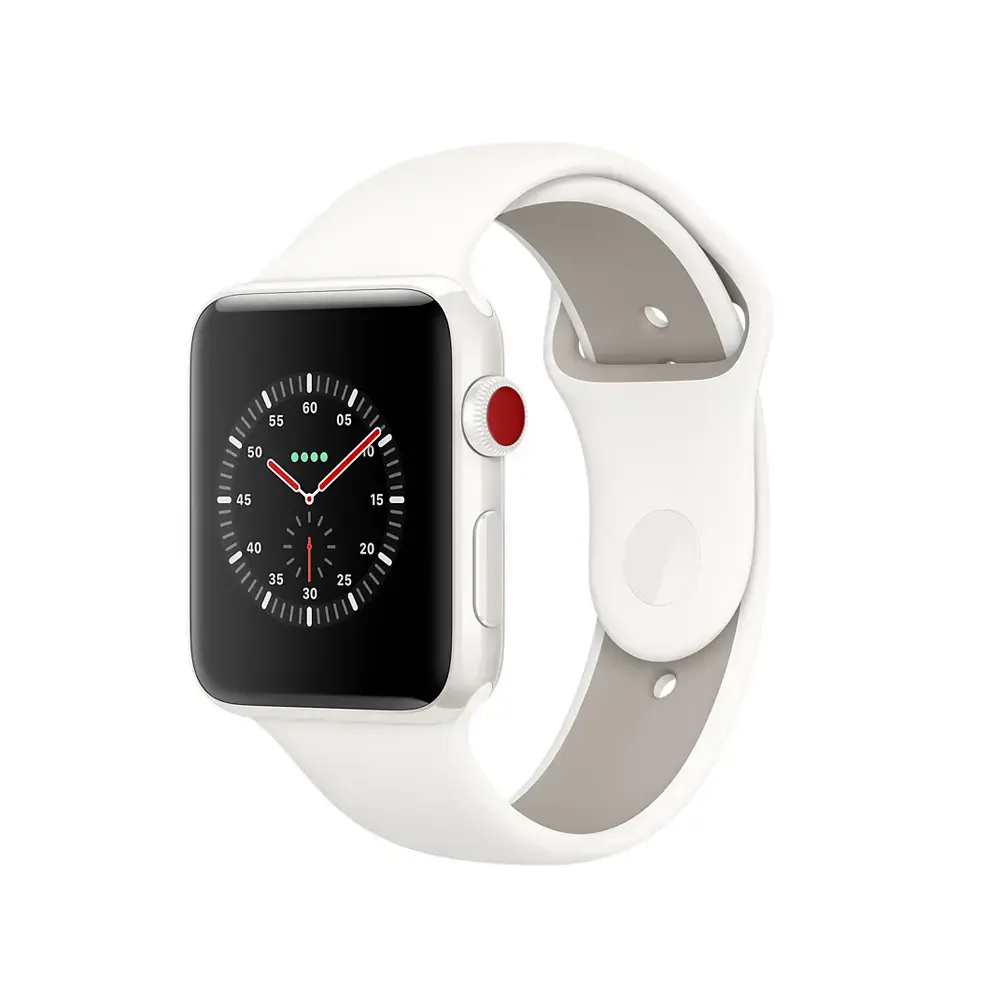 Apple Watch Edition Series 3 GPS Cellular 38mm White Ceramic Case with Soft White Pebble Sport Band MQJY2 MQM32 NewTime