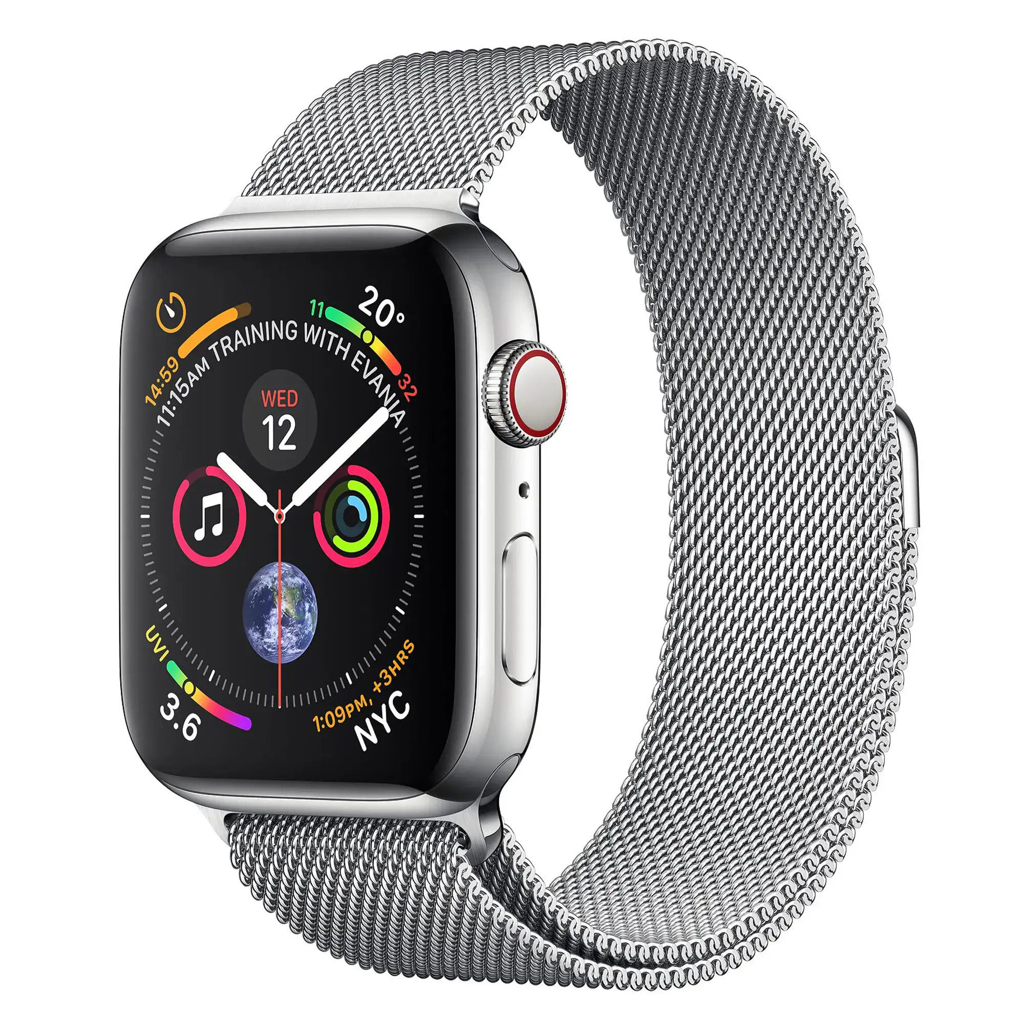 Apple Watch Series 4 GPS Cellular 44mm Stainless Steel Case with Milanese Loop MTV42 MTX12