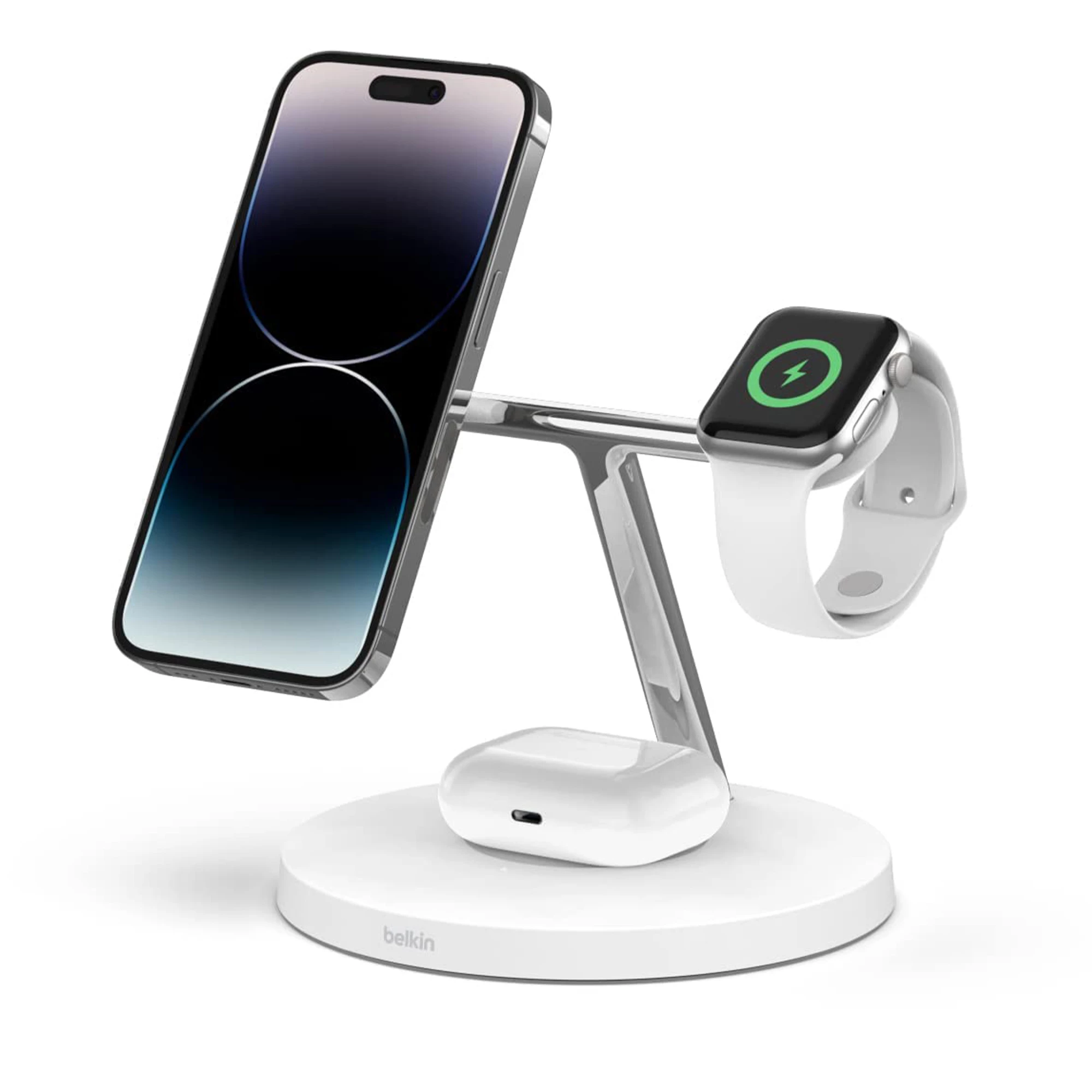 Купить Belkin BOOST↑CHARGE PRO 3-in-1 Wireless Charger with MagSafe - White  (HPGA2) выгодно в Киеве