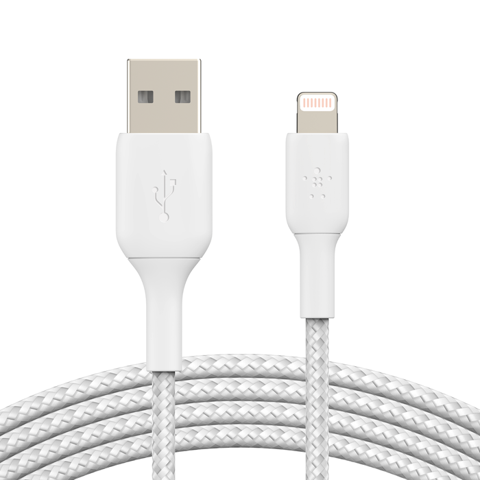 Кабель Belkin BoostCharge Braided Lightning to USB-A Cable 2m White (CAA002bt2MWH)
