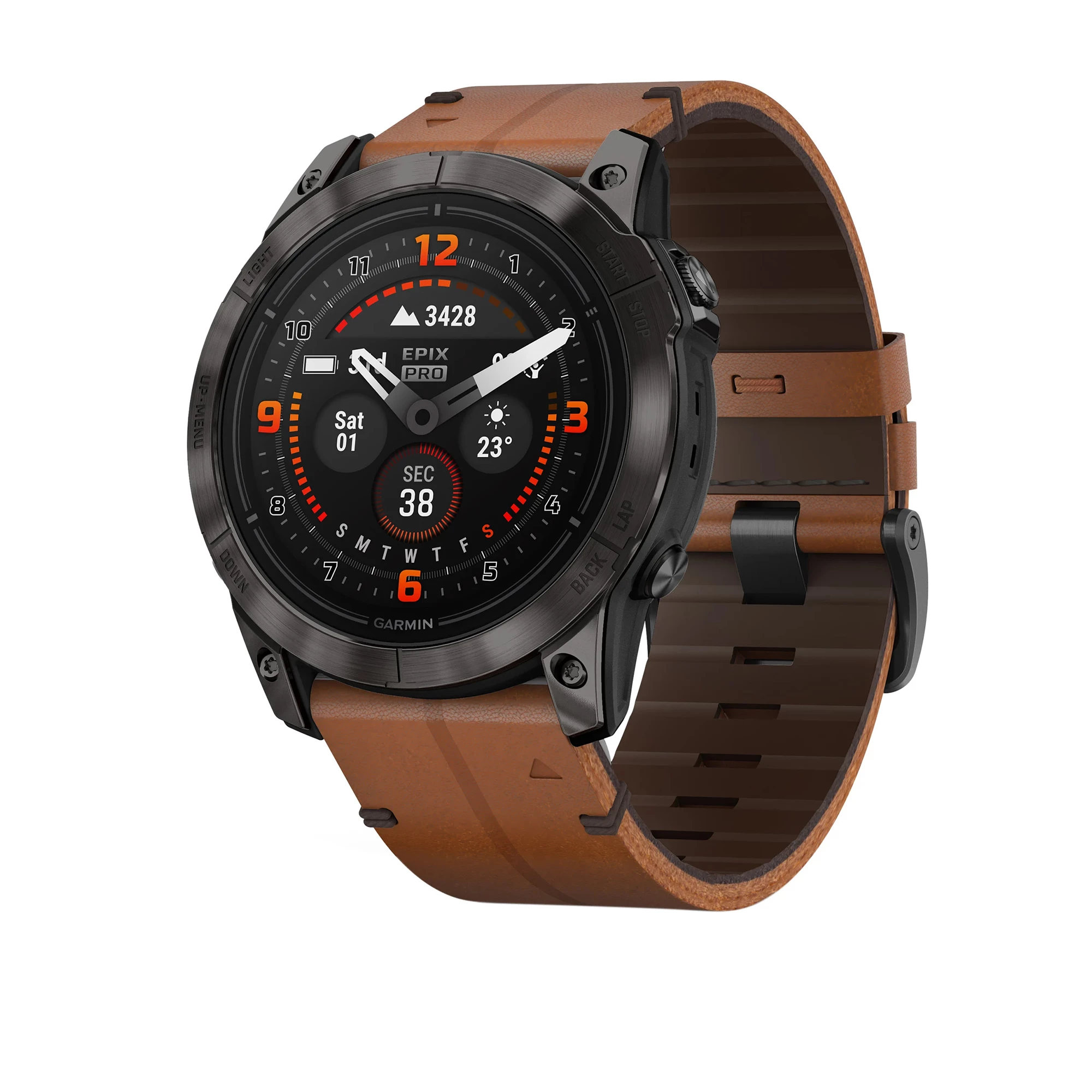 Смарт-часы Garmin Epix Pro (Gen 2) Sapphire Edition | 51 mm Carbon Grey DLC Titanium with Chestnut Leather Band (010-02804-30)