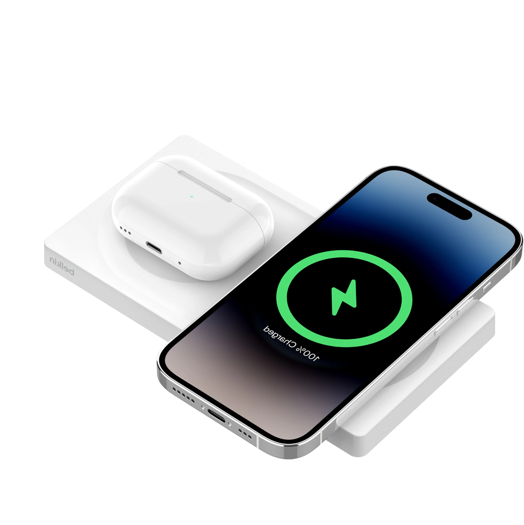 Бездротова зарядна панель Belkin BoostCharge Pro 2-in-1 Wireless Charging Pad with Official MagSafe Charging 15W - White (WIZ019ttWH)