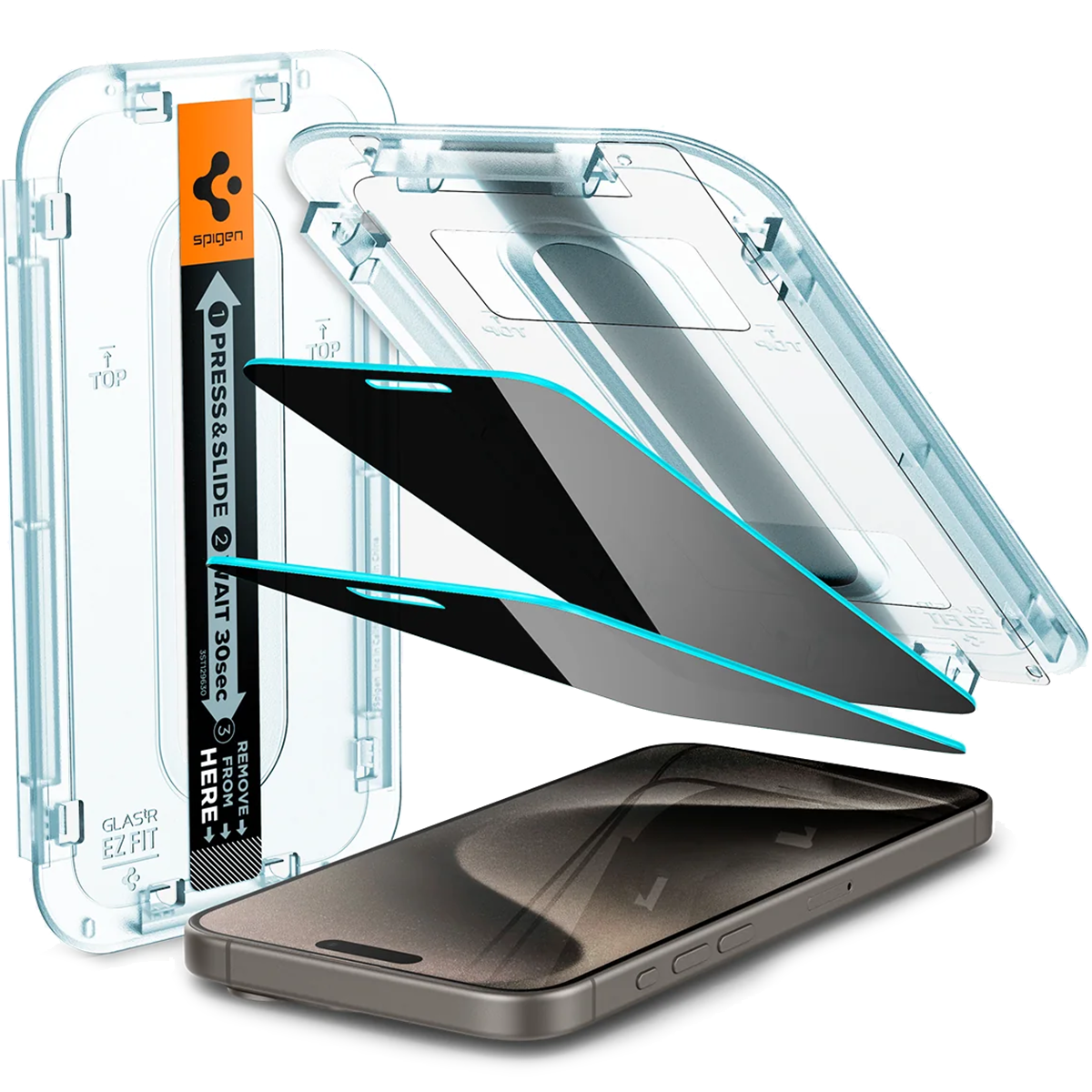Защитное стекло конфиденциальности Spigen GLAS.tR EZ Fit | Privacy [2 Pack] для iPhone 15 Pro Max (AGL06874)