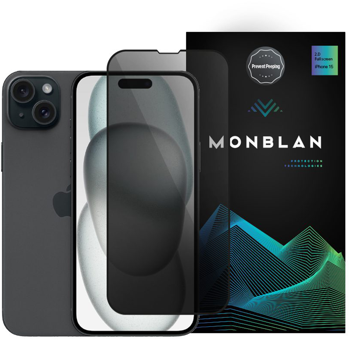 Защитное стекло конфиденциальности Monblan для iPhone 15 Plus/14 Pro Max